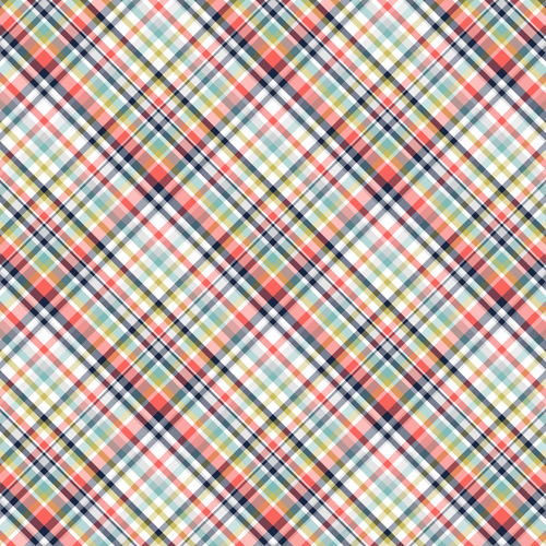 Coral and Navy Tartan Pattern